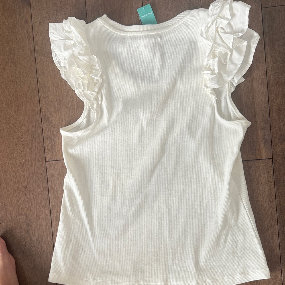 Maurices White Ruffle Sleeve Tank Top - Picture 4 of 4